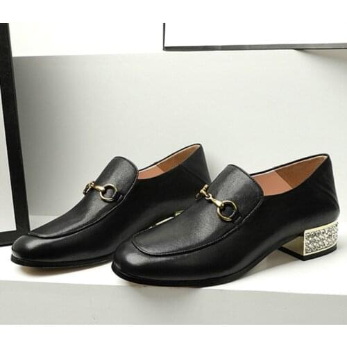 New Rhinestone Heels Mary Janes Pumps Women Elegant Shallow Shoes Woman Casual Office Lady Autumn Pumps