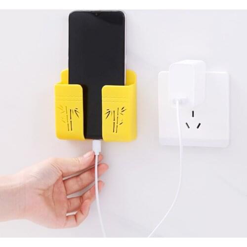 Convenient Mobile Phone Charging Organizer Remote Control Storage Box Multifunction Stand Rack Phone Plug Wall Holder