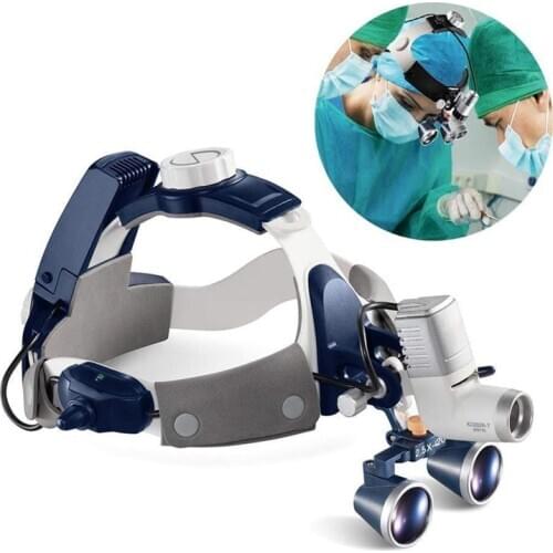 CE/FDA 2.5/3.5X420mm Medical Loupes Binocular Magnifier+5W LED Medical Headlight Surgical Headlamp Illuminator 2 Battery