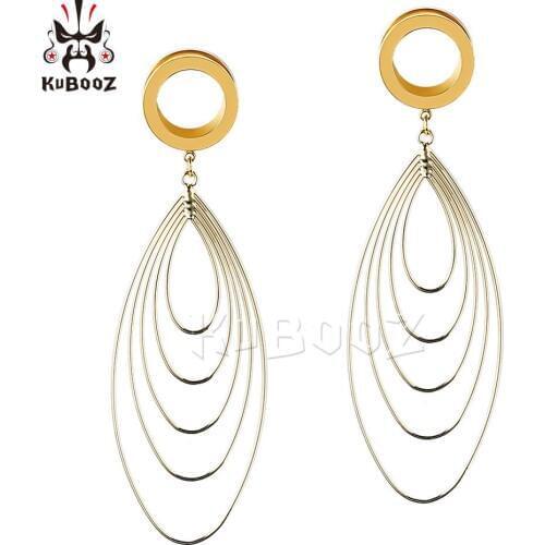 Kubooz Piercing Ear Plugs Stainless Steel Tunnel Dangle Strecher Expanders Fashion Gift For Women By Pair Wholesale
