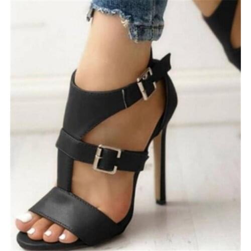 Women Summer Thin High Heels Buckle Peep Toe Gladiator Sandals Office Hollow Out Sandals Party Pumps Wedding Ladies Shoes