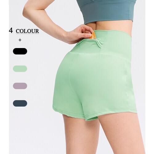 2020 Women Seamless Gym Shorts With Invisible Pocket Fitness Workout Shorts High Waist Yoga Shorts Running Sports Pants