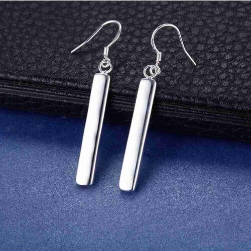 Hot noble 925 Sterling Silver long geometry Earrings High Quality Fashion party Jewelry for woman Holiday Gifts