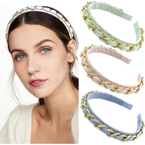 Haimeikang Candy Color Chain Headbands Fashion Bezel Hair Hoop Hairband For Women New Hair Bands Headwear Retro Hair Accessories