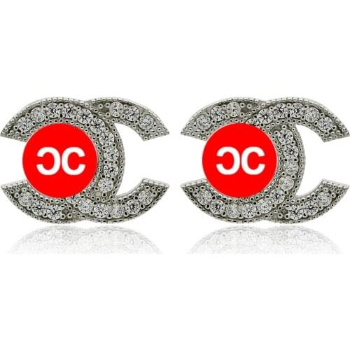 New 2021 925 sterling silver fashion double C button earrings for women luxury high quality creative design fine jewelry turkey fast cargo