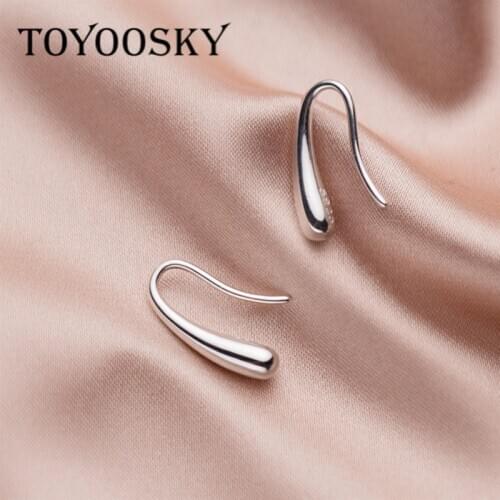 TOYOOSKY 925 Sterling Silver Glossy Droplet Dangle Drop Earrings Women Girls Minimalist Fine Jewelry Wholesale