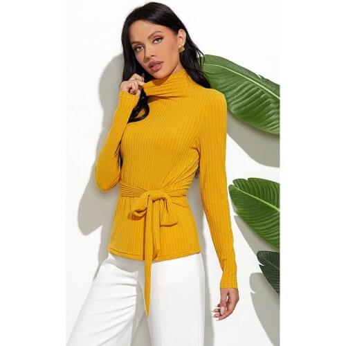 Womens Autumn And Winter Polyester Cotton Slimming Sweater Tops High Neck Pullover Temperament Long Sleeved Versatile Sweater