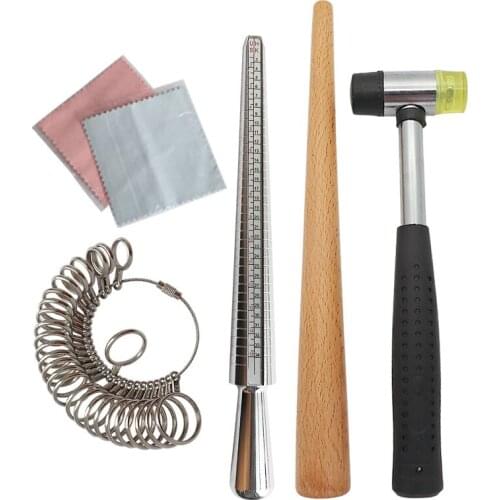 Berkem 1set Ring Size Mandrel Stick Finger Gauge Ring Sizer Measuring Jewelry Tool With Standard Circle Sets Finger Gauge Rings