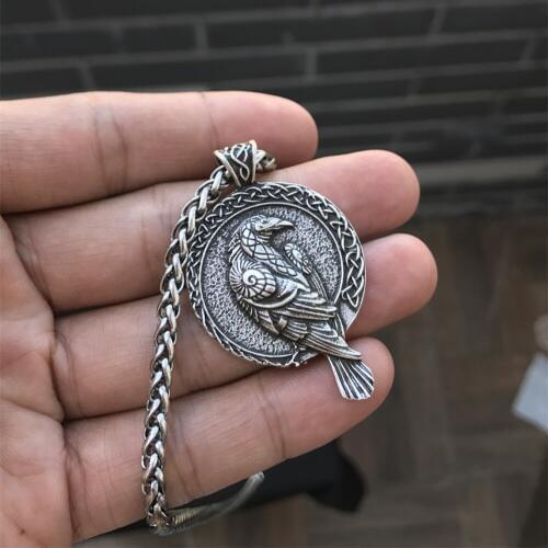 10 pcs Odin Rune Norse Talisman Viking Raven Pendant Black Bird Celt Crow Necklace Men Pendant Jewelry