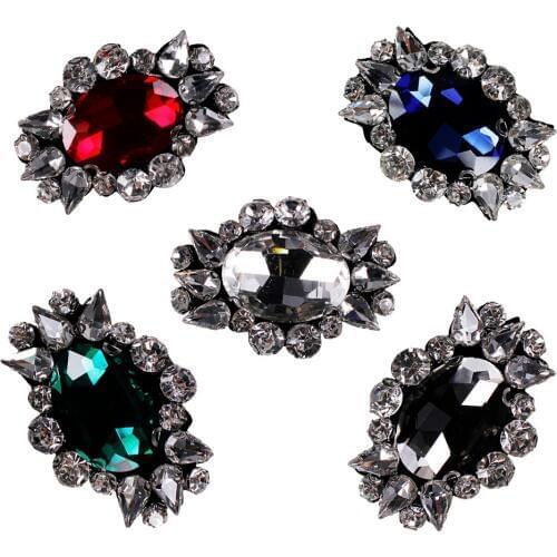 20pieces Beaded Diamond Fabric Patches Crystal Applique Badges Scrapbooking Patches for Brooches Clothes Decorated Sewing TH801