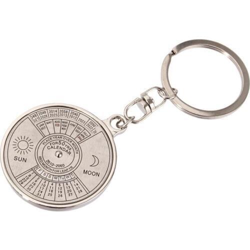 2017 NEW 50 years perpetual Calendar Keyring Unique Compass Metal KeyChain Gift S929