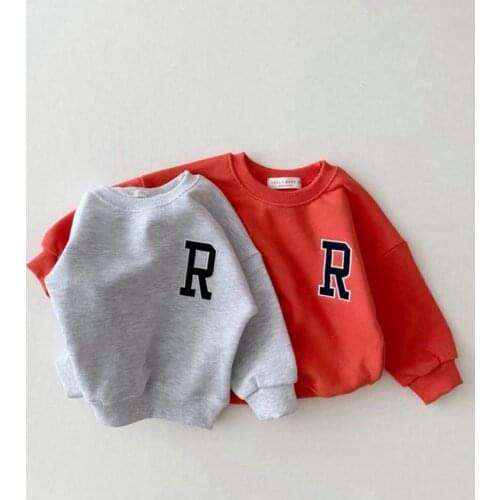 2021 New Fashion Letter Print Baby Sweatshirt Autumn Boys Long Sleeve Tops Infant Little Girls Sweatshirt Cotton Kids Pullover