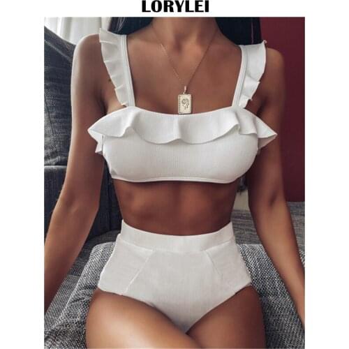 2021 Sexy White Bikini Swimwear Women Swimsuit Brazilian Bikini Set Halter Top Beach wear Bathing Suits Biquini female B274