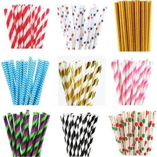 25pcs Design Paper Straws For Birthday Wedding Decorative Event Party Supplies Environmental Drinking Straws