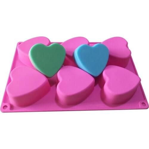 6 Cavity Handmade Silicone Soap Mold Heart 3d Craft Heart shape Soap Making For Candle Resin Mould