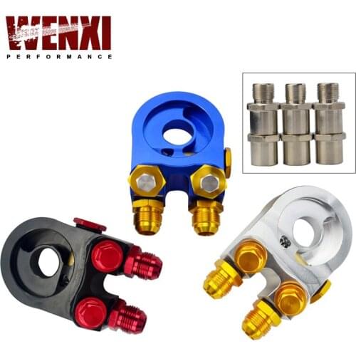 Aluminum AN10 Oil Filter Sandwich Adapter Oil Cooler Turbo With Thermostat And Fitting 3/4-16 UNF,M20x1.5 WX6746