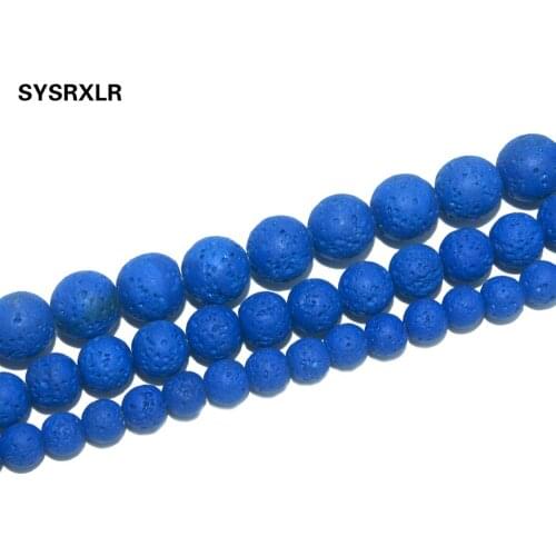 Free Shipping Natural Stone Navy Blue Rock Lava Beads 6/8/10 MM Round Spacer Beads For Jewelry Making DIY Bracelet Necklace