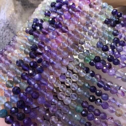 LOOSE BEADS 6mm fluorite faceted round gradient purple color wholesale for DIY jewelry necklace 36cm nature