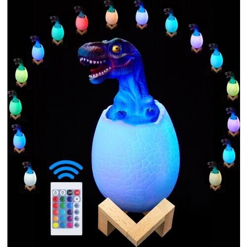 Dinosaur Egg 3D Night Light Rechargeable Control Lamp 16 Colors Change Remote LED Light Gift Creative smart home desk lamp