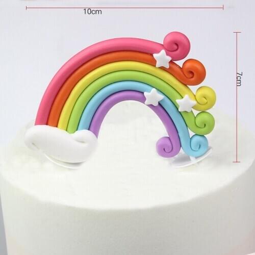 Fairy PVC Cake Topper Star Cloud Crown Rainbow Unicorn Decoration Birthday Unicorn Rainbow Cake Decorating Supplies