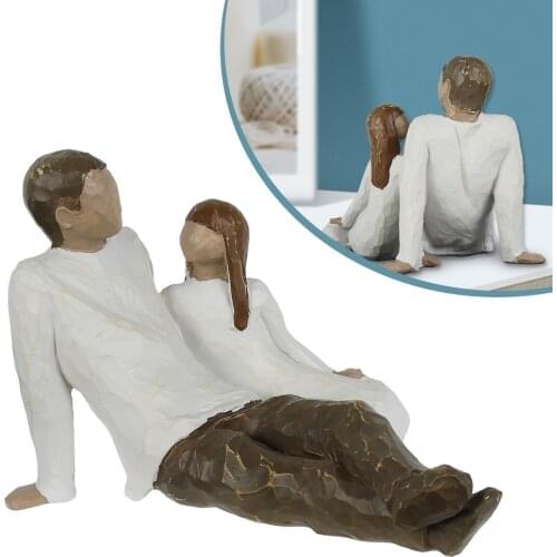 Car Willow Tree Father and Daughter Figurine Natural Delicate Memorable Resin Hand-Painted Statue Room Decorations ornaments