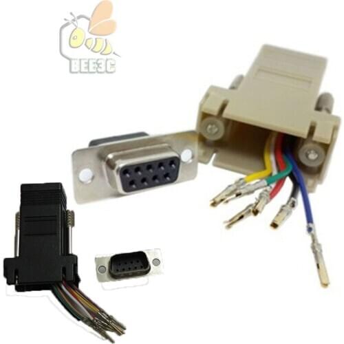 Hot Sale Good Quality Wholesale DB9 Female to RJ45 Female F/F RS232 Modular Adapter Connector Convertor Extender 500 pcs