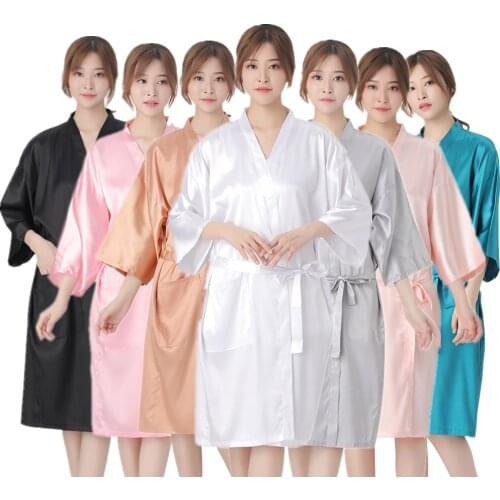Salon Client Gown Hairdressing Robe Haircut Kimono Barber Shop Beauty SPA Hotel Guest Smock Silk Nightgown Bathrobe Apron