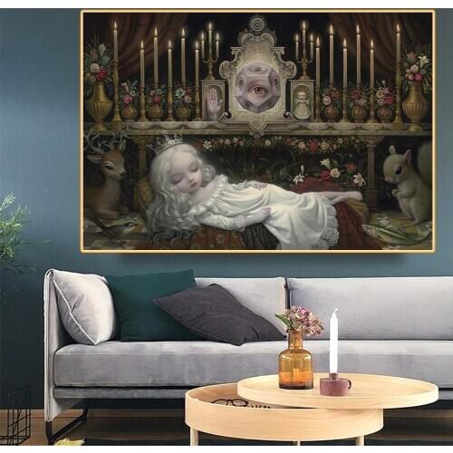 Holover Mark Ryden"Wakening the moon"Canvas Oil Painting Childish & Weird Modern Pop Art Picture Poster Home Decor Aesthetic