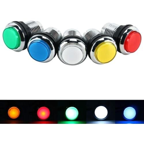 10Pcs/Lot 12V Chrome Plating 32mm LED Illuminated Push Buttons with Micro Switch for Arcade Machine Games Mame Jamma Parts