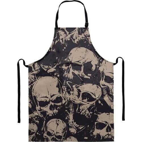 Halloween Cool Skull Pattern Kitchen Apron Pinny for Chef Household Cleaning Apron for Men Women Cooking Accessories delantales