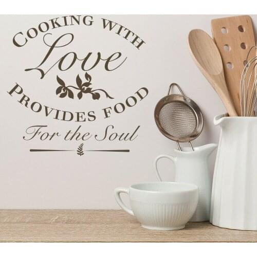 Kitchen Quote Wall Sticker Cooking With Love Kitchen Wall Sticker Vinyl Removable Home Kitchen Restaurant Deocration Mural Z689