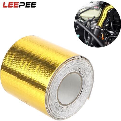 LEEPEE 5cm*5m Insulation Self adhesive Tape High Temperature Resistance Gold Car Accessories Intake Tube Aluminum Foil Tape