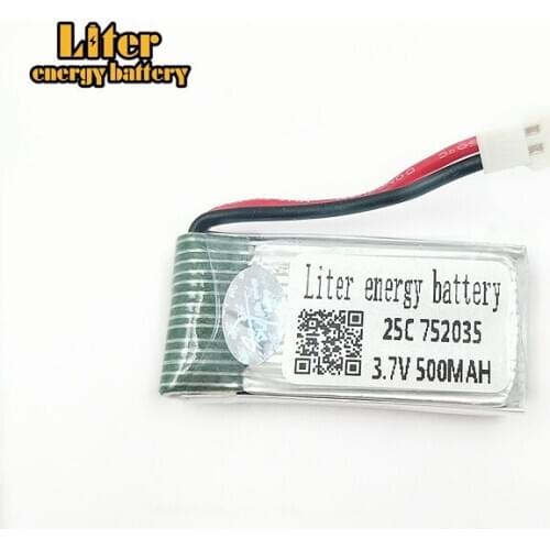3.7V 500mAh Lipo battery Ha Bosen h107d overflew FY310B Tanco m62R Di Feida F180 752035 25c