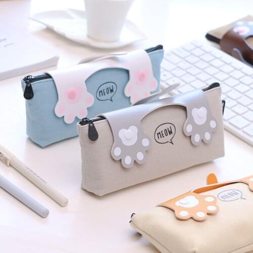 Cute Pencil Case Box School Supplies Pen Ruler Bag Students Prize Cat Paw Christmas Kids Gift Case For Pencils Pouch Stationery