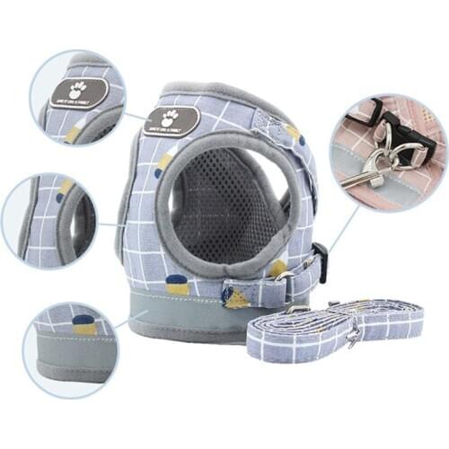 Fashion Plaid Pet Dog Cat Straps Belt Adjustable Vest Walking Supplies Soft Breathable Collar Dog Suitable For Small Medium Dogs