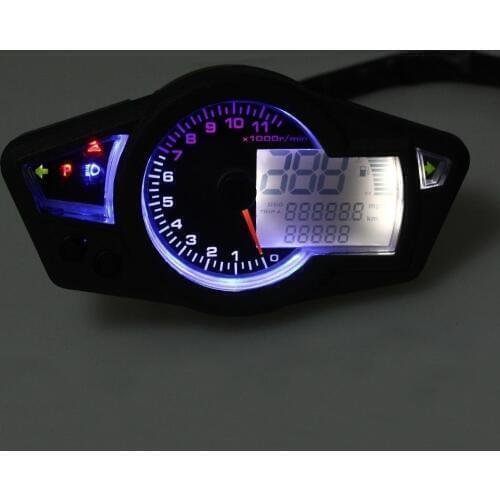 Motorcycle LCD Speedometer Motorcycle Digital Odometer Speedometer Tachometer Fit for 2&4 Cylinders(6.8)