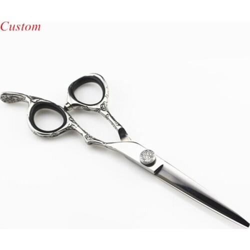 Custom japan 440c 6 inch Plum handle hair scissors makeup scissor hair cutting barber makas haircut shears hairdressing scissors