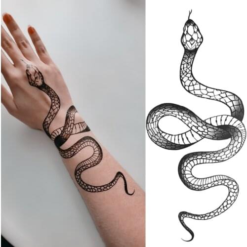 1pcs Large Size Arm Temporary Tattoo Stickers Black Snake for Woman Men Body Waist Long Lasting Waterproof Dark Snake Tattoos