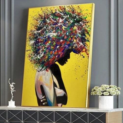 Colored Hair Black Girl Posters and Prints African Art Woman Wall Pictures Decorative Paintings for Living Room Bedroom Home