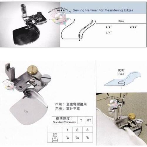 Industrial sewing machine binder flat car chiffon curve crimping foot hem curved curling presser puller feet