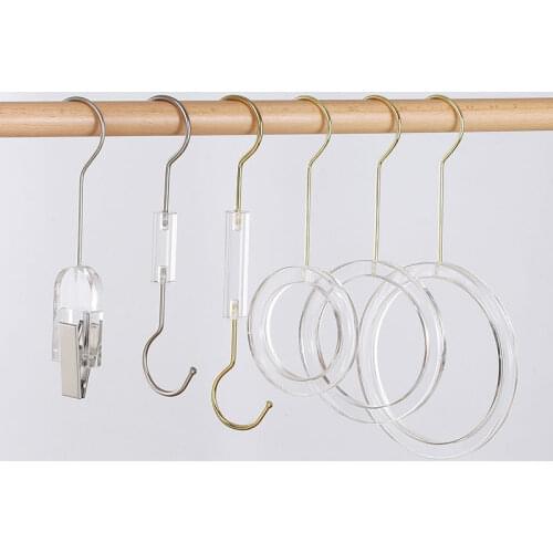 Transparent Acrylic Scarf Hanger Clothing Store Display Hang Rack Ties Belt Organize Circle Storage Holder Cloth Hanger for Home