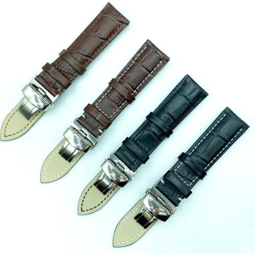 18mm 19mm 20mm 21mm 22mm 23mm 24mm Watchband Calf Genuine Leather Watch Band Universal Watch Strap for Tissot Seiko Butterfly