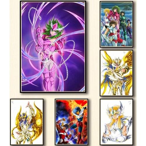 Self-adhesive Wall Sticker Anime Saint Seiya Wall Art Poster and Print Living Room Decoration Bedroom Decor