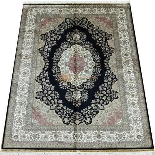 Seeykeep™ 6x9ft Rectangle Blue Silk Handknotted Oriental Rug-NY3016227