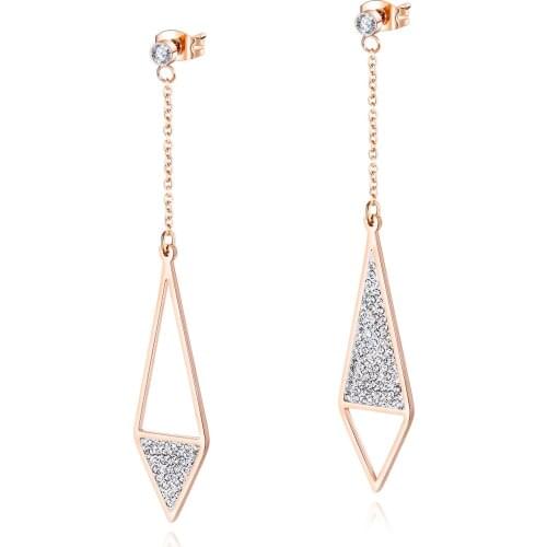 Cyue Geometric Triangle Pave AAA CZ Stud Earrings Stainless Steel Titanium Steel Fashion Womens Jewelry Gift