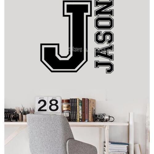 Sport Monogram Varsity Letter Name Initial Wall Decal Custom Name Personalized Vinyl Sticker For Kids Room Nursery mural EA886
