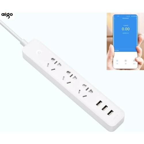 Aigo Smart Power Strip 3 USB 3 Port Fast Charging 2500W 10A 250V Sockets Plug Smart Overload Power Strip Wifi for Xiaomi APP