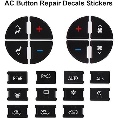 Waterproof AC Button Repair Decals Stickers for GM Vehicles Fix Ruined Faded A/C Center Controls Car Styling Decoration