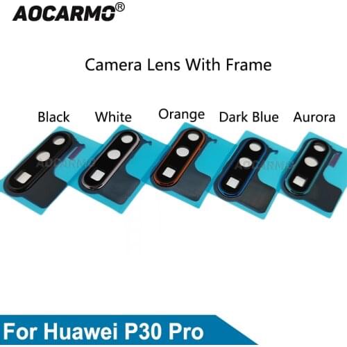Aocarmo Rear Back Camera Lens Glass With Frame Cover Sticker For Huawei P30 Pro Replacement Part