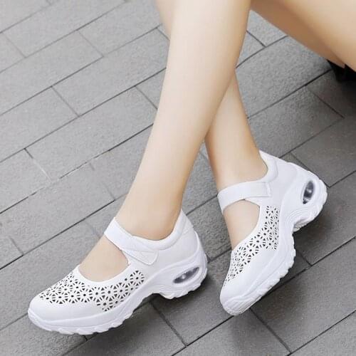 Fashion hook loop shoes women sneakers 2021 fashion solid color comfortable hollow casual shoes women sneakers frauen turnschuhe